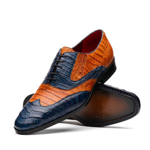 Marco di Milano Genuine Caiman Crocodile Dress Shoe - Brandy & Navy Marco di Milano Genuine Caiman Crocodile Dress Shoe - Brandy & Navy