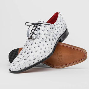 Marco di Milano Genuine Ostrich Quill Dress Tie Shoe - White & Black Marco di Milano Genuine Ostrich Quill Dress Tie Shoe - White & Black