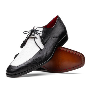 Marco di Milano Genuine Ostrich Leg Dress Tie Shoe - Black & White Marco di Milano Genuine Ostrich Leg Dress Tie Shoe - Black & White