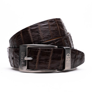 Marco di Milano Genuine Caiman Fuscus-Belly Crocodile Dress Belt - Dark Brown Marco di Milano Genuine Caiman Fuscus-Belly Crocodile Dress Belt - Dark Brown