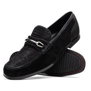 Marco di Milano Genuine Sueded Ostrich Leg Comfort Loafer - Black Marco di Milano Genuine Sueded Ostrich Leg Comfort Loafer - Black