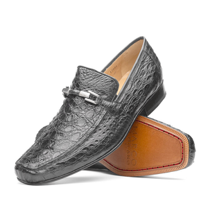 Marco di Milano Genuine Alligator with Metal Bit Loafer - Charcoal Grey Marco di Milano Genuine Alligator with Metal Bit Loafer - Charcoal Grey