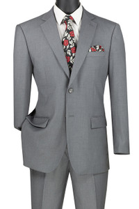 Vinci 2-Button Suit with Hidden Adjustable Waist Flat Front Slacks - Medium Grey Vinci 2-Button Suit with Hidden Adjustable Waist Flat Front Slacks - Medium Grey