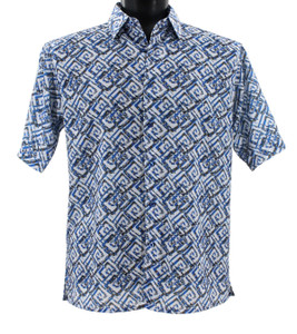 Bassiri Short Sleeve Camp Shirt - Blue Spiral Design Bassiri Short Sleeve Camp Shirt - Blue Spiral Design