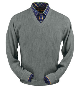 Peru Unlimited Baby Alpaca and Wool V-Neck Sweater - Sky Grey Heather Peru Unlimited Baby Alpaca and Wool V-Neck Sweater - Sky Grey Heather