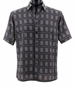 Bassiri Short Sleeve Camp Shirt - Black & Cream Windowpane Pattern Bassiri Short Sleeve Camp Shirt - Black & Cream Windowpane Pattern