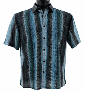 Bassiri Short Sleeve Camp Shirt - Abstract Dot & Wave Design in Turquoise Bassiri Short Sleeve Camp Shirt - Abstract Dot & Wave Design in Turquoise