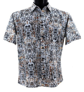 Bassiri Short Sleeve Camp Shirt - Webbing Pattern in Brown & Black Bassiri Short Sleeve Camp Shirt - Webbing Pattern in Brown & Black