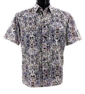 Bassiri Short Sleeve Camp Shirt - Webbing Pattern in Purple & Black Bassiri Short Sleeve Camp Shirt - Webbing Pattern in Purple & Black