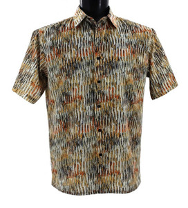 Bassiri Short Sleeve Camp Shirt - Gold Vertical Brush Strokes Bassiri Short Sleeve Camp Shirt - Gold Vertical Brush Strokes