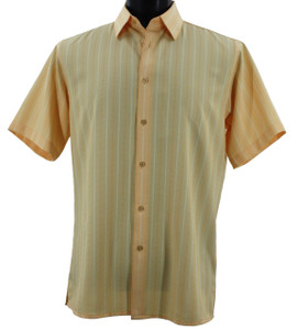 Bassiri Yellow Gold Vertical Weave Short Sleeve Camp Shirt Bassiri Yellow Gold Vertical Weave Short Sleeve Camp Shirt