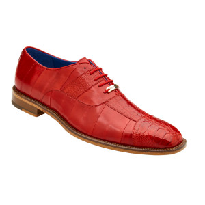 Clearance: Belvedere Genuine Eel & Ostrich Leg Dress Tie Shoe - Red Clearance: Belvedere Genuine Eel & Ostrich Leg Dress Tie Shoe - Red