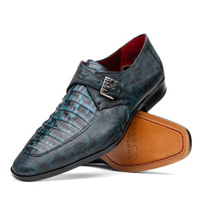 Marco di Milano Genuine Crocodile & Lizard Monk Strap Dress Shoe - Rustic Blue Marco di Milano Genuine Crocodile & Lizard Monk Strap Dress Shoe - Rustic Blue