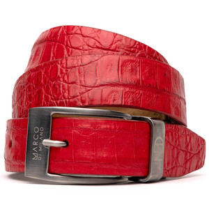 Marco di Milano Genuine Caiman Fuscus-Belly Crocodile Dress Belt - Red Marco di Milano Genuine Caiman Fuscus-Belly Crocodile Dress Belt - Red