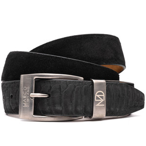Marco di Milano Genuine Ostrich Leg & Suede Dress Belt - Black Marco di Milano Genuine Ostrich Leg & Suede Dress Belt - Black