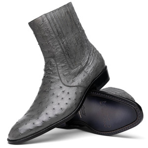Marco di Milano Genuine Ostrich Quill Chelsea Zip Boot - Medium Grey Marco di Milano Genuine Ostrich Quill Chelsea Zip Boot - Medium Grey