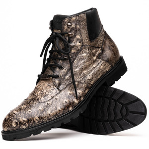 Marco di Milano Genuine Ostrich Quill Lug Sole Boot - Stoned Black Marco di Milano Genuine Ostrich Quill Lug Sole Boot - Stoned Black