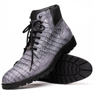 Marco di Milano Genuine Caiman Crocodile Lug Sole Boot - Oiled Grey Marco di Milano Genuine Caiman Crocodile Lug Sole Boot - Oiled Grey
