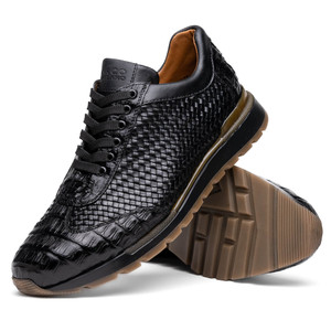 Marco di Milano Genuine Caiman Crocodile & Woven Leather Sneaker - Black Marco di Milano Genuine Caiman Crocodile & Woven Leather Sneaker - Black