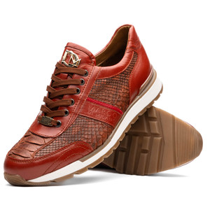 Marco di Milano Genuine Python and Calf Leather Sneaker - Antique Cognac Marco di Milano Genuine Python and Calf Leather Sneaker - Antique Cognac