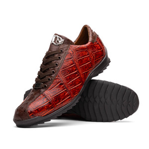 Marco di Milano Genuine Alligator & Ostrich Quill Sneaker - Cognac & Brown Marco di Milano Genuine Alligator & Ostrich Quill Sneaker - Cognac & Brown