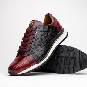 Marco di Milano Genuine Crocodile & Lizard Sneaker - Black & Wine Marco di Milano Genuine Crocodile & Lizard Sneaker - Black & Wine