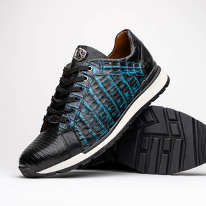 Marco di Milano Genuine Crocodile & Lizard Sneaker - Blue & Black  Marco di Milano Genuine Crocodile & Lizard Sneaker - Blue & Black