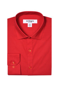 A-llego Easy-Care Slim Fit with Stretch Dress Shirt - Red