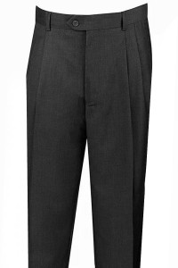 Vinci 2 Pleats - Pre-Hemmed Dress Slacks with Cuffs - Charcoal Vinci 2 Pleats - Pre-Hemmed Dress Slacks with Cuffs - Charcoal