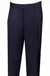 Vinci 2 Pleats - Pre-Hemmed Dress Slacks with Cuffs - Navy Blue Vinci 2 Pleats - Pre-Hemmed Dress Slacks with Cuffs - Navy Blue