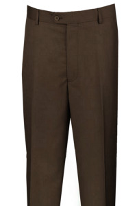 Vinci Classic Flat Fronts Pre-Hemmed Dress Slacks - Brown Vinci Classic Flat Fronts Pre-Hemmed Dress Slacks - Brown