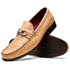 Marco di Milano Genuine Ostrich Quill Horsebit Loafer - Orix Tan Marco di Milano Genuine Ostrich Quill Horsebit Loafer - Orix Tan