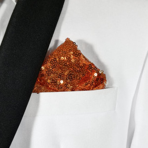 Men's Sequin Pre-Folded Pocket Square Insert - Copper Orange Men's Sequin Pre-Folded Pocket Square Insert - Copper Orange
