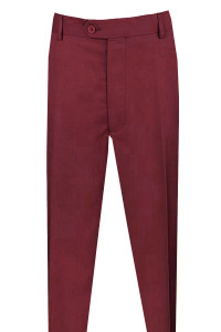 Vinci Slim Fit Flat Fronts Pre-Hemmed Dress Slacks - Burgundy Vinci Slim Fit Flat Fronts Pre-Hemmed Dress Slacks - Burgundy