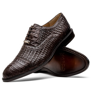 Marco di Milano Genuine Caiman Crocodile & Woven Calf Leather Dress Tie Shoe - Brown Marco di Milano Genuine Caiman Crocodile & Woven Calf Leather Dress Tie Shoe - Brown