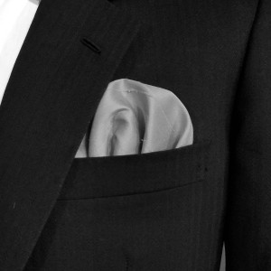 100% Silk Silver Grey Pre-Folded Pocket Square Insert - Fan Style 100% Silk Silver Grey Pre-Folded Pocket Square Insert - Fan Style