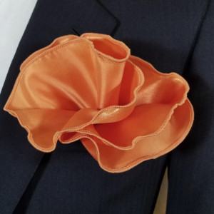 Melon Orange Satin 2-in-1 Pouf Round Pocket Square Melon Orange Satin 2-in-1 Pouf Round Pocket Square