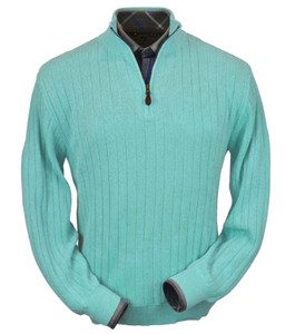 Peru Unlimited Baby Alpaca and Wool Half Zip Sweater - Aqua Heather Peru Unlimited Baby Alpaca and Wool Half Zip Sweater - Aqua Heather