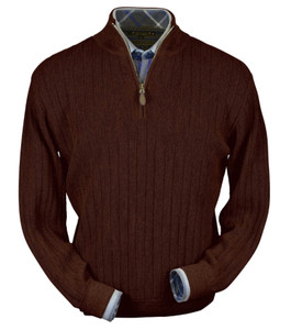 Peru Unlimited Baby Alpaca and Wool Half Zip Sweater - Brown Bark Heather Peru Unlimited Baby Alpaca and Wool Half Zip Sweater - Brown Bark Heather