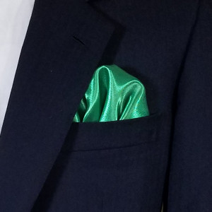 Green Satin Pre-Folded Pocket Square Insert Green Satin Pre-Folded Pocket Square Insert