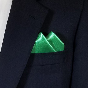 Satin 2 Point Pre-Folded Pocket Square Insert - Green Satin 2 Point Pre-Folded Pocket Square Insert - Green