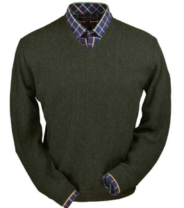 Peru Unlimited Baby Alpaca and Wool V-Neck Sweater - Pine Green Heather Peru Unlimited Baby Alpaca and Wool V-Neck Sweater - Pine Green Heather