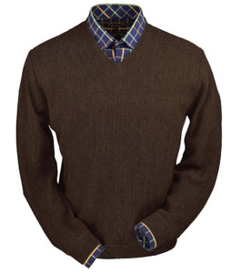 Peru Unlimited Baby Alpaca and Wool V-Neck Sweater - Chocolate Brown Heather Peru Unlimited Baby Alpaca and Wool V-Neck Sweater - Chocolate Brown Heather