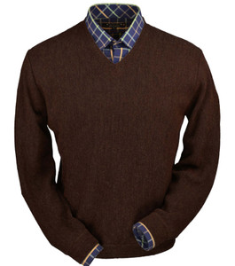 Peru Unlimited Baby Alpaca and Wool V-Neck Sweater - Bark Brown Heather Peru Unlimited Baby Alpaca and Wool V-Neck Sweater - Bark Brown Heather