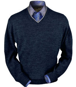 Peru Unlimited 100% Royal Alpaca Contrast Neck Sweater - Midnight Blue Heather Peru Unlimited 100% Royal Alpaca Contrast Neck Sweater - Midnight Blue Heather