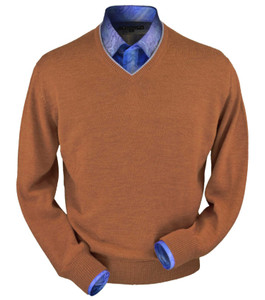 Peru Unlimited 100% Royal Alpaca Contrast Neck Sweater - Brick Orange Heather  Peru Unlimited 100% Royal Alpaca Contrast Neck Sweater - Brick Orange Heather
