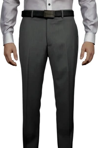 Leonardo Valenti Modern Fit 100% Wool Dress Slacks - Charcoal