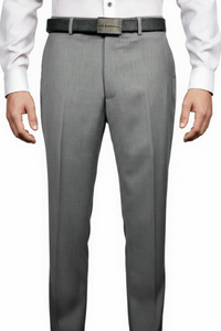 Leonardo Valenti Modern 100% Wool Dress Slacks - Light Grey