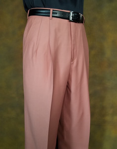 Leonardo Valenti Super 120's Wool Pleated Dress Slacks - Made in Italy - Salmon Leonardo Valenti Super 120's Wool Pleated Dress Slacks - Made in Italy - Salmon