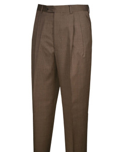 Leonardo Valenti Classic Brown Nail-head Wool Dress Slacks - Made in Italy Leonardo Valenti Classic Brown Nail-head Wool Dress Slacks - Made in Italy